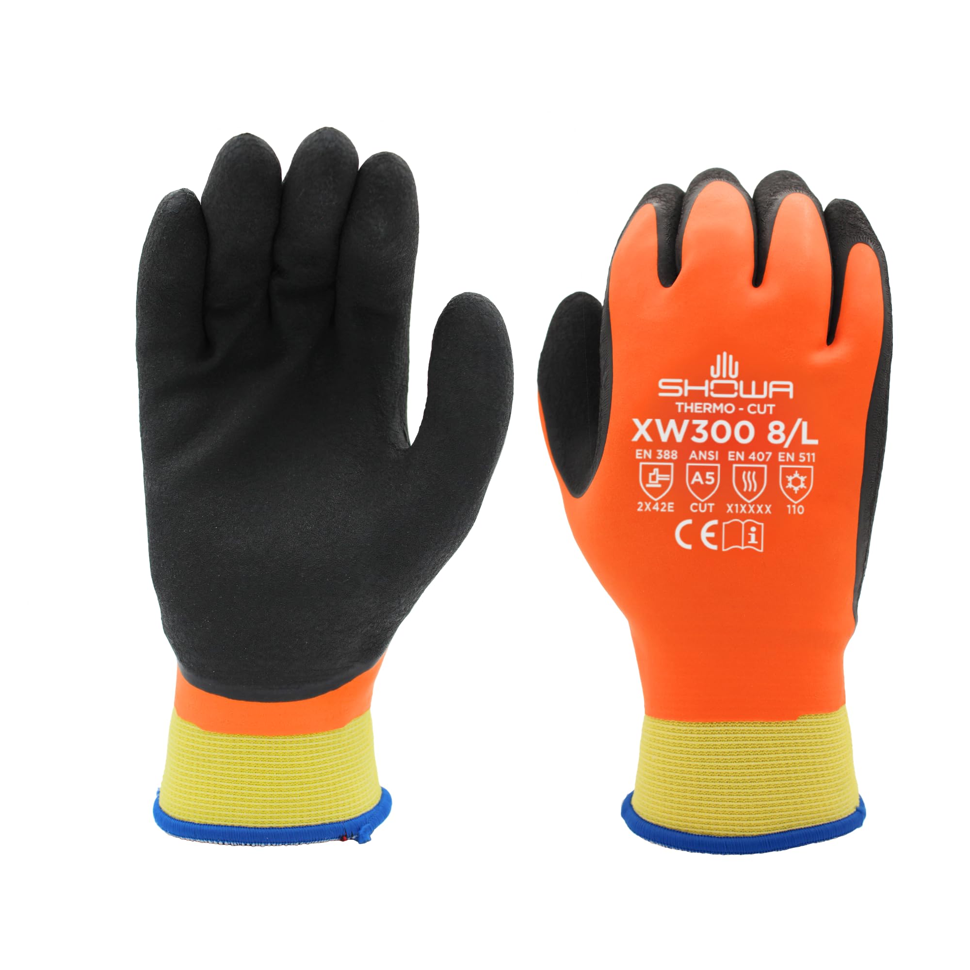 SHOWA Special ダブルショック 約35cm SHOWA XW300 Insulated Winter Work Gloves, ANSI A5 Cut Resistant